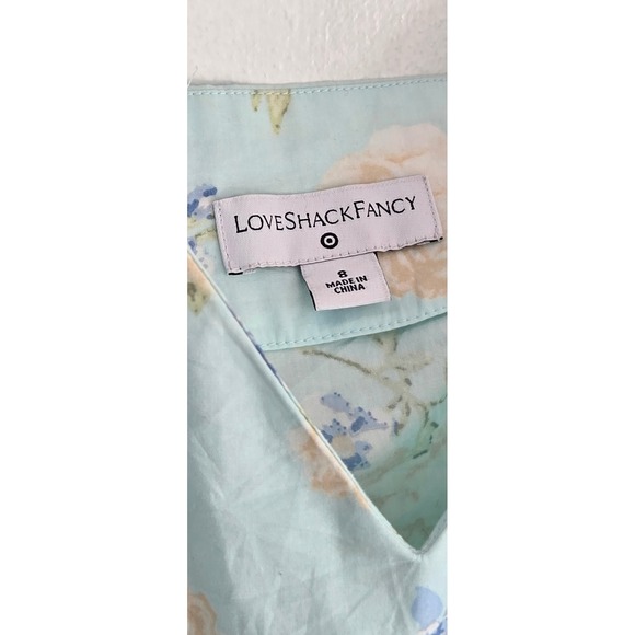 LoveShackFancy Light Blue‎ Floral Maxi Dress Puff Sleeve Cottagecore Summer - Picture 6 of 9